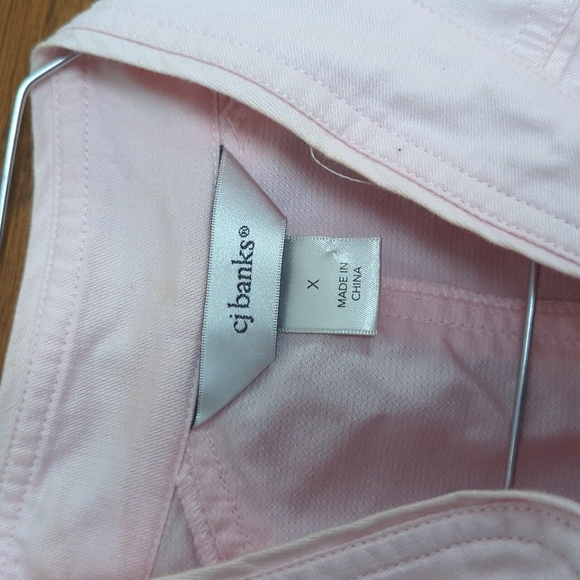 Christopher & Banks Pale Pink Peplum Button Down 100% Cotton Jacket Size X - Picture 3 of 9